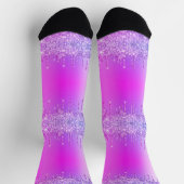 Lila-Rosa Neon Gold Glitzer Funkelnd Tropfen Socke (Oben)