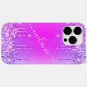 Lila rosa Neon iPhone Case mit Individuelle Name (Rückseite (Horizontal))