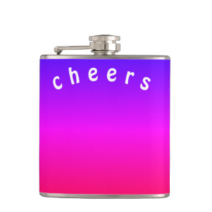 Lila rosa Neonflasche mit Text - Beifall Flachmann