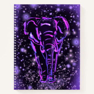 Lila rosa Notebook Elefant bei Starry Night Notizblock