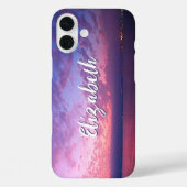 Lila Rosa Ocean Sunset Foto Name Skript Stilvoll Case-Mate iPhone Hülle (Rückseite)