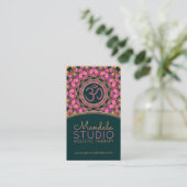 Lila rosa Om Mandala OM Yoga Business Cards Visitenkarte (Stehend Vorderseite)
