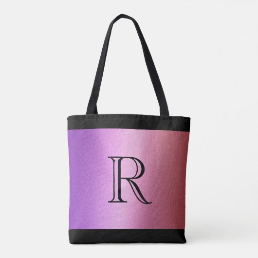 Lila rosa Ombre Gradient mit Monogramm Tasche (Rückseite)