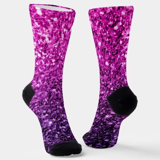 Lila Rosa Ombre Imitate glänzend Glitzer Glitzern Socken (Gewinkelt)