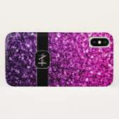 Lila Rosa Ombre Imitate Glitzer Glitzern Monogram Case-Mate iPhone Hülle (Rückseite (Horizontal))