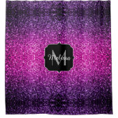 Lila Rosa Ombre Imitate Glitzer Glitzern Monogram Duschvorhang (Vorderseite)
