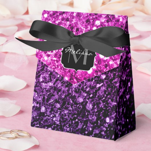 Lila Rosa Ombre Imitate Glitzer Glitzern Monogram Geschenkschachtel (Hochzeit)