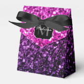 Lila Rosa Ombre Imitate Glitzer Glitzern Monogram Geschenkschachtel (Vorderseite)