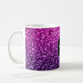 Lila Rosa Ombre Imitate Glitzer Glitzern Monogram Kaffeetasse (Links)