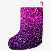 Lila Rosa Ombre Imitate Glitzer Glitzern Monogram Kleiner Weihnachtsstrumpf (Rückseite)