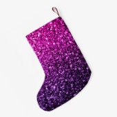 Lila Rosa Ombre Imitate Glitzer Glitzern Monogram Kleiner Weihnachtsstrumpf (Rückseite (Hängend))