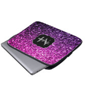 Lila Rosa Ombre Imitate Glitzer Glitzern Monogram Laptopschutzhülle (Vorne Knopf)
