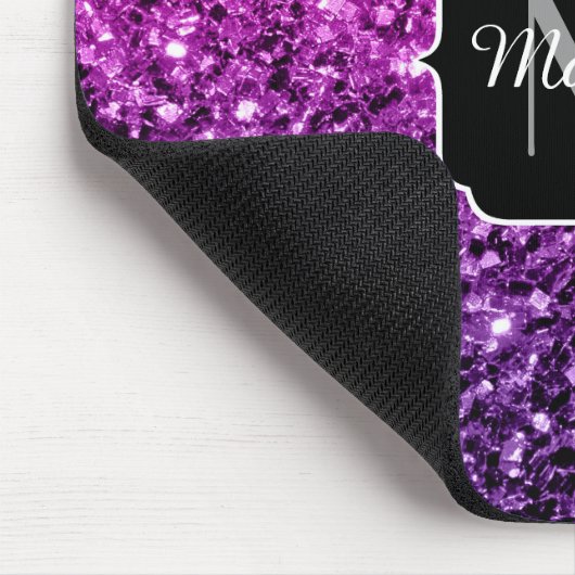 Lila Rosa Ombre Imitate Glitzer Glitzern Monogram Mousepad (Ecke)
