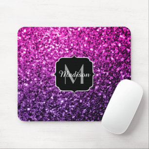 Lila Rosa Ombre Imitate Glitzer Glitzern Monogram Mousepad