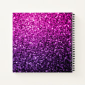 Lila Rosa Ombre Imitate Glitzer Glitzern Monogram Notizblock (Rückseite)