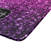 Lila Rosa Ombre Imitate Glitzer Glitzern Monogram Schneidebrett (Ecke)