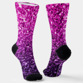 Lila Rosa Ombre Imitate Glitzer Glitzern Monogram Socken (Gewinkelt)