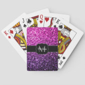 Lila Rosa Ombre Imitate Glitzer Glitzern Monogram Spielkarten (Rückseite)