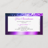 Lila, rosa Ombre, weißer Glitzer Monogramm Visitenkarte (Rückseite)