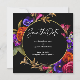Lila Rosa Orange Blumenmuster Save The Date