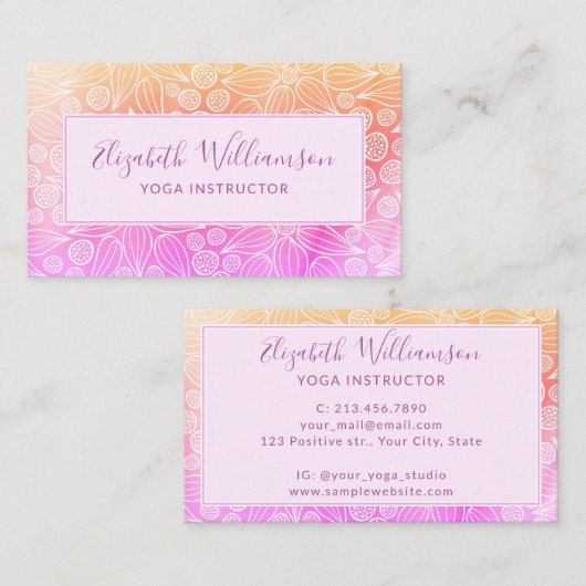 Lila Rosa Orange Elegant Visitenkarte (Vorne/Hinten)