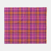 Lila Rosa Orange Karo Tartan Design Fleecedecke (Vorderseite (Horizontal))
