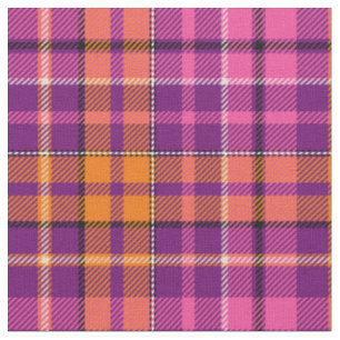 Lila Rosa Orange Karo Tartan Design Stoff