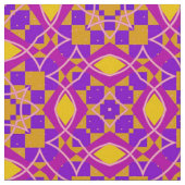 Lila rosa Orange- und gelbes geometrisches Muster Stoff (Nahaufnahme)