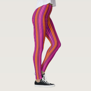 Lila Rosa Orange Vertikale Streifen Design Leggings