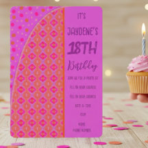 Lila rosa orangefarbene Diamantdosen Einladung