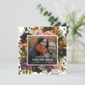 Lila, rosa, orangefarbenes Foto Fall Save The Date (Stehend Vorderseite)