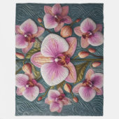 Lila rosa Orchid-Design Fleecedecke (Vorderseite)