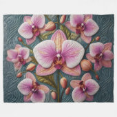 Lila rosa Orchid-Design Fleecedecke (Vorderseite (Horizontal))