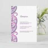 Lila-rosa Paisley Hochzeitsempfang Einladung (Stehend Vorderseite)