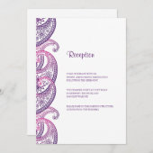 Lila-rosa Paisley Hochzeitsempfang Einladung (Vorne/Hinten)