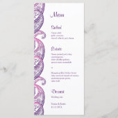 Lila & rosa Paisley Indian Wedding Rackcard Menükarte (Vorderseite)