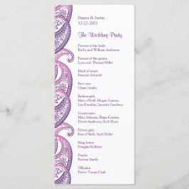 Lila & rosa Paisley Indian Wedding Rackcard Programm