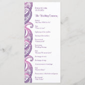 Lila & rosa Paisley Indian Wedding Rackcard Programm (Rückseite)