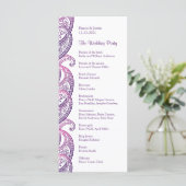 Lila & rosa Paisley Indian Wedding Rackcard Programm (Stehend Vorderseite)
