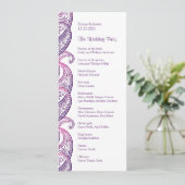 Lila & rosa Paisley Traditionelle indische Hochzei Programm (Stehend Vorderseite)