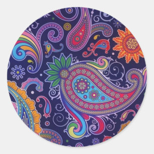 Lila Rosa Paisleys Runder Aufkleber