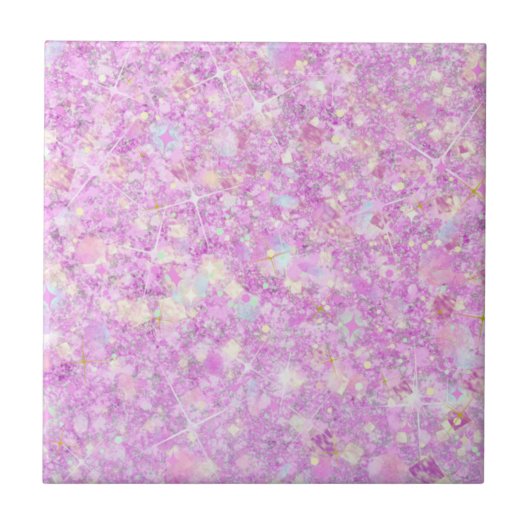 Lila rosa Pastellfarben Imitate Glitzer Solid Fliese (Vorderseite)
