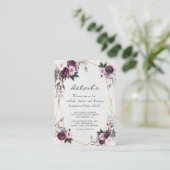 Lila Rosa Peony-Blume GoldWedeldetails Begleitkarte (Stehend Vorderseite)