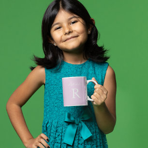 Lila rosa Personalisieren Minimalistisches Monogra Kaffeetasse