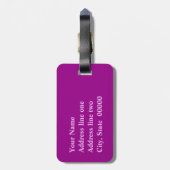 Lila, rosa, pflaumenförmiges Muster, lila Gepäckanhänger (Rückseite vertikal)