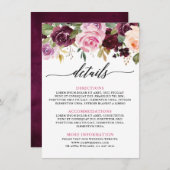 Lila Rosa Plüschrosa, botanische Blumendetails Begleitkarte (Vorne/Hinten)