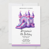 Lila Rosa Princess Castle Bounce House Party Einladung (Vorderseite)