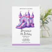 Lila Rosa Princess Castle Bounce House Party Einladung (Stehend Vorderseite)