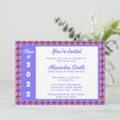 Lila rosa Quadrat Dots Border Abschluss Einladung (Stehend Vorderseite)