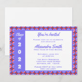 Lila rosa Quadrat Dots Border Abschluss Einladung (Vorne/Hinten)